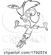 Cartoon Clipart Outline Flying Peter Pan