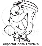 Poster, Art Print Of Cartoon Clipart Outline Pickle Playing Pickleball