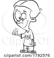 Poster, Art Print Of Cartoon Clipart Outline Boy Playing Rock Paper Scissors Roshambo And Gesturing Rock