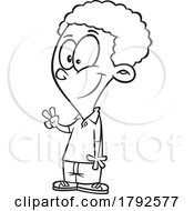 Cartoon Clipart Outline Boy Playing Rock Paper Scissors Roshambo And Gesturing Scissors
