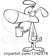 Poster, Art Print Of Cartoon Clipart Outline Dog Using A Sippy Cup