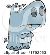 Cartoon Stubborn Or Grumpy Hippo