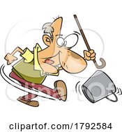 Cartoon Old Man Kicking The Bucket by toonaday