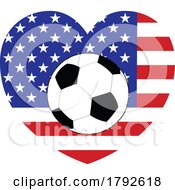 Poster, Art Print Of American America Flag Soccer Football Heart