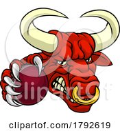 Poster, Art Print Of Bull Minotaur Longhorn Cow Cricket Mascot Cartoon