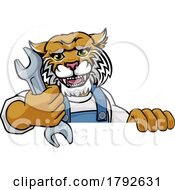 Wildcat Plumber Or Mechanic Holding Spanner by AtStockIllustration