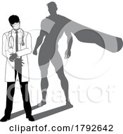 Superhero Doctor With Super Hero Shadow Silhouette
