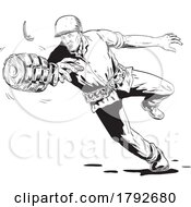 Poster, Art Print Of World War Two American Gi Soldier Throwing Hand Grenade Front View Comics Style Drawing
