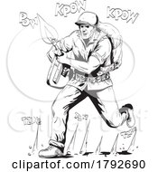World War Two American GI Soldier With Rifle Comics Style Drawing