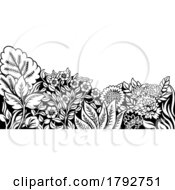 Flowers Pattern Flower Woodcut Engraved Abstract