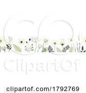 Wild Flowers Green Seamless Pattern Border Design by AtStockIllustration #COLLC1792769-0021