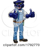 Poster, Art Print Of Panther Construction Cartoon Mascot Handyman
