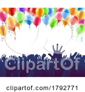 Poster, Art Print Of Crowd Group Party Hands Balloon Audience Concept