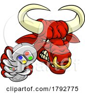Bull Minotaur Longhorn Cow Gamer Mascot Cartoon by AtStockIllustration