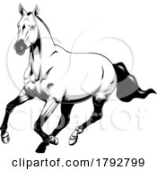 Poster, Art Print Of Cartoon Grayscale Horse Running