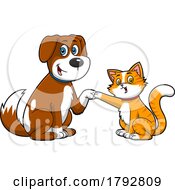 Cartoon Dog Fist Bumping A Cat