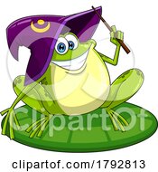Poster, Art Print Of Cartoon Frog Wizard Holding A Wand