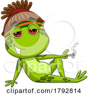 Cartoon Frog Smoking A Doobie