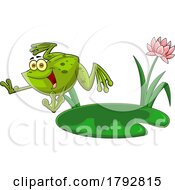 Poster, Art Print Of Cartoon Frog Leaping From A Lily Pad