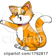 Poster, Art Print Of Cartoon Cat Presenting Or Holding Up A Paw