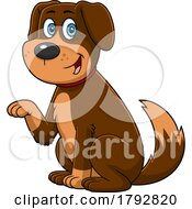 Cartoon Dog Begging Holding A Paw Up by Hit Toon