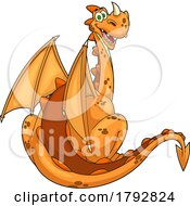 Cartoon Happy Dragon Looking Back by Hit Toon