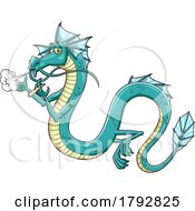 Poster, Art Print Of Cartoon Dragon Smoking A Doobie