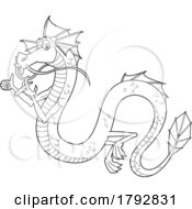 Cartoon Dragon Smoking A Doobie In Black And White