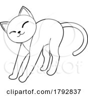 Poster, Art Print Of Cartoon Cat Stretching In Black And White