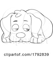 Cartoon Depressed Dog In Black And White