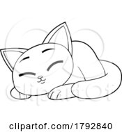 Cartoon Sleeping Siamese Cat In Black And White