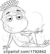 Cartoon Frog Smoking A Doobie In Black And White
