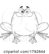 Cartoon Frog Grinning In Black And White