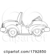 Poster, Art Print Of Cartoon Convertible Sports Car In Black And White
