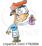 Cartoon School Boy Grinning In Chemistry Class