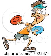Cartoon Guy Playing Frisbee Golf