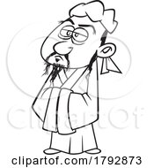 Cartoon Black And White Chinese Philosopher And Politician Confucius