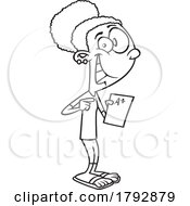 Poster, Art Print Of Cartoon Lineart School Girl Happy About An A Plus Report Card