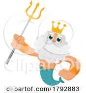 Cartoon Clipart Merman King Holding A Trident