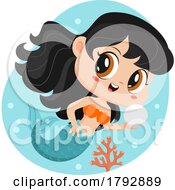 Poster, Art Print Of Cartoon Clipart Mermaid With A Pearl