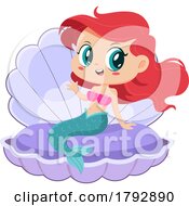 Poster, Art Print Of Cartoon Clipart Mermaid In A Shell