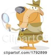 Cartoon Clipart Dog Detective Holding A Magnifying Glass