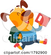 Poster, Art Print Of Cartoon Clipart Dog Student Running