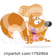 Poster, Art Print Of Cartoon Clipart Squirrel Running With A Peanut