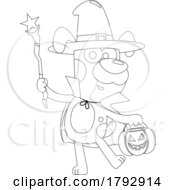 Cartoon Black And White Clipart Trick Or Treating Halloween Dog by Hit Toon