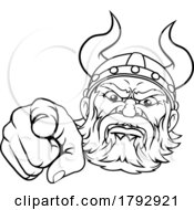 Poster, Art Print Of Viking Mascot Cartoon Character Pointing
