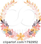 Poster, Art Print Of Circle Flowers Floral Border Frame Wreath Design