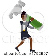Black Business Woman With Giant Hammer Concept