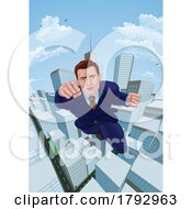 Poster, Art Print Of Super Hero Business Man Superhero Flying Cartoon