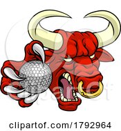 Bull Minotaur Longhorn Cow Golf Mascot Cartoon by AtStockIllustration
